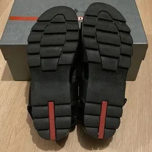 Prada | Shoes | Prada Mens Black Leather Sandals Shoes Sz 95  display picture 1